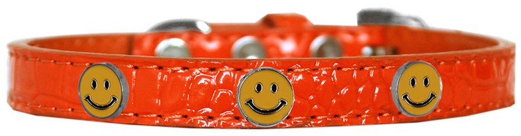 Happy Face Widget Croc Dog Collar Orange Size 14